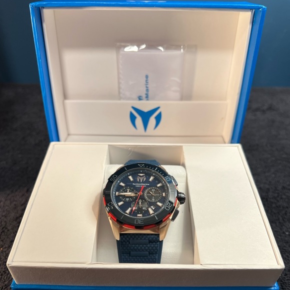 TechnoMarine Seven Seas Sport Men’s Watch-44mm-TM725025 Navy&Gold Chrono(NWT) - Picture 2 of 12